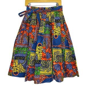 SB Womens Midi Skirt One Size Boho Hippie Retro Colorful Patchwork Paisley Gypsy